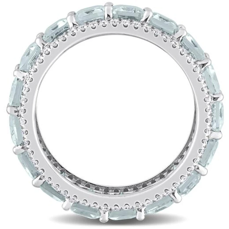JULIANNA B 14K White Gold Aquamarine & Diamond Eternity Ring