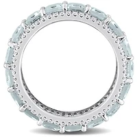 JULIANNA B 14K White Gold Aquamarine & Diamond Eternity Ring