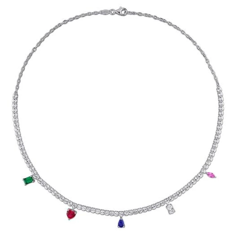 Julianna B Sterling Silver Created Multi-Gemstone 17" Necklace