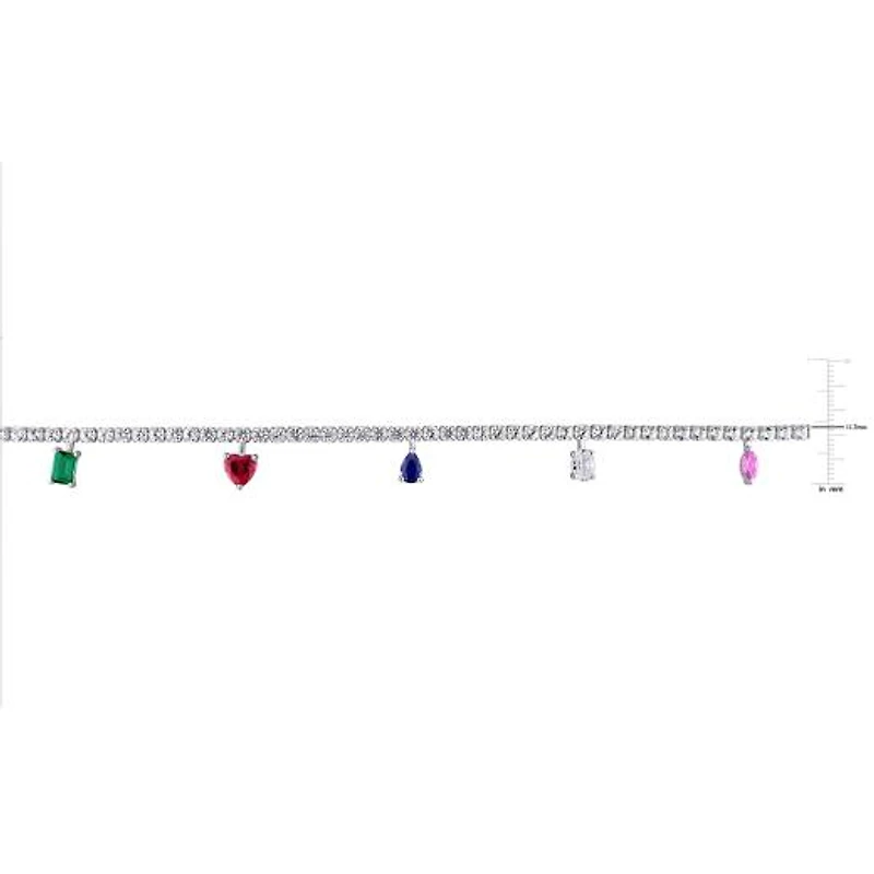 Julianna B Sterling Silver Created Multi-Gemstone 17" Necklace