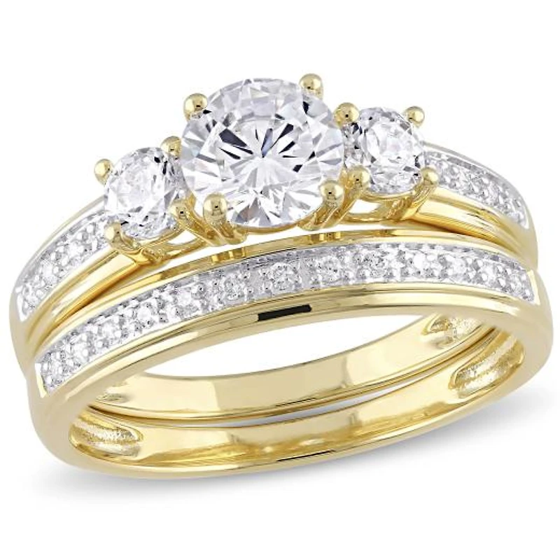 JULIANNA B Yellow Plated Sterling Silver Cubic Zirconia Bridal Set