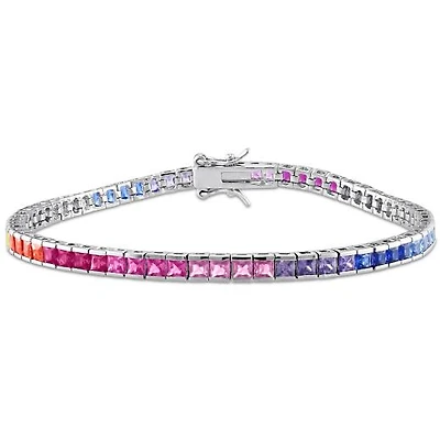 Julianna B Sterling Silver Multi-Colour Cubic Zirconia Bracelet 7