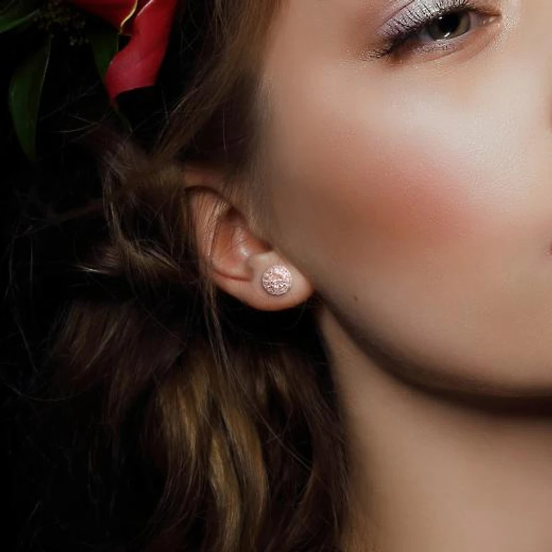 Julianna B 14K Rose Gold Morganite & White Topaz Halo Earrings