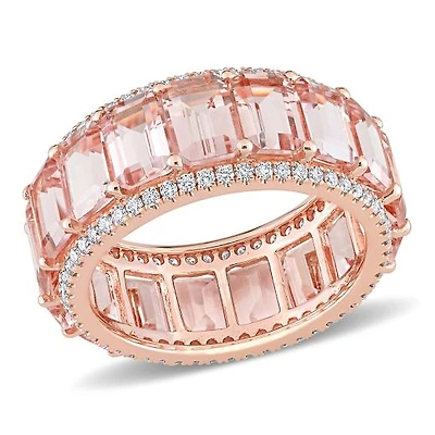 JULIANNA B 14K Rose Gold Morganite & Diamond Eternity Ring