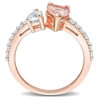 JULIANNA B 14K Rose Gold Morganite Aquamarine & Diamond Ring