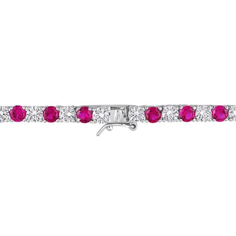 Julianna B Sterling Silver Created Ruby & Created White Sapphire Necklace 17