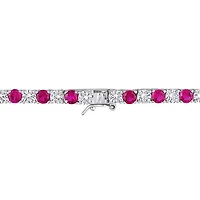 Julianna B Sterling Silver Created Ruby & Created White Sapphire Necklace 17