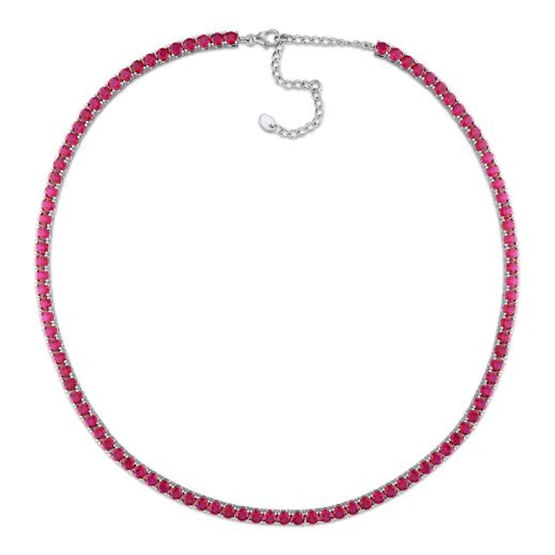 Julianna B Sterling Silver Created Ruby 17" Necklace