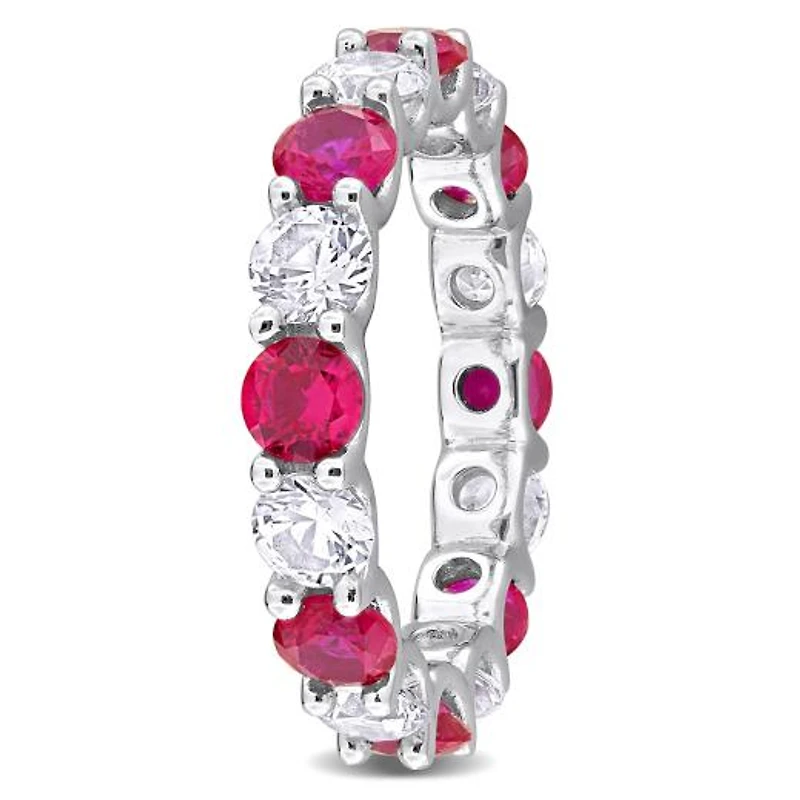 Julianna B Sterling Silver Created Ruby & White Sapphire Eternity Ring