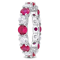 Julianna B Sterling Silver Created Ruby & White Sapphire Eternity Ring