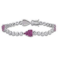 Julianna B Sterling Silver Created Ruby & Created White Sapphire Bracelet 8