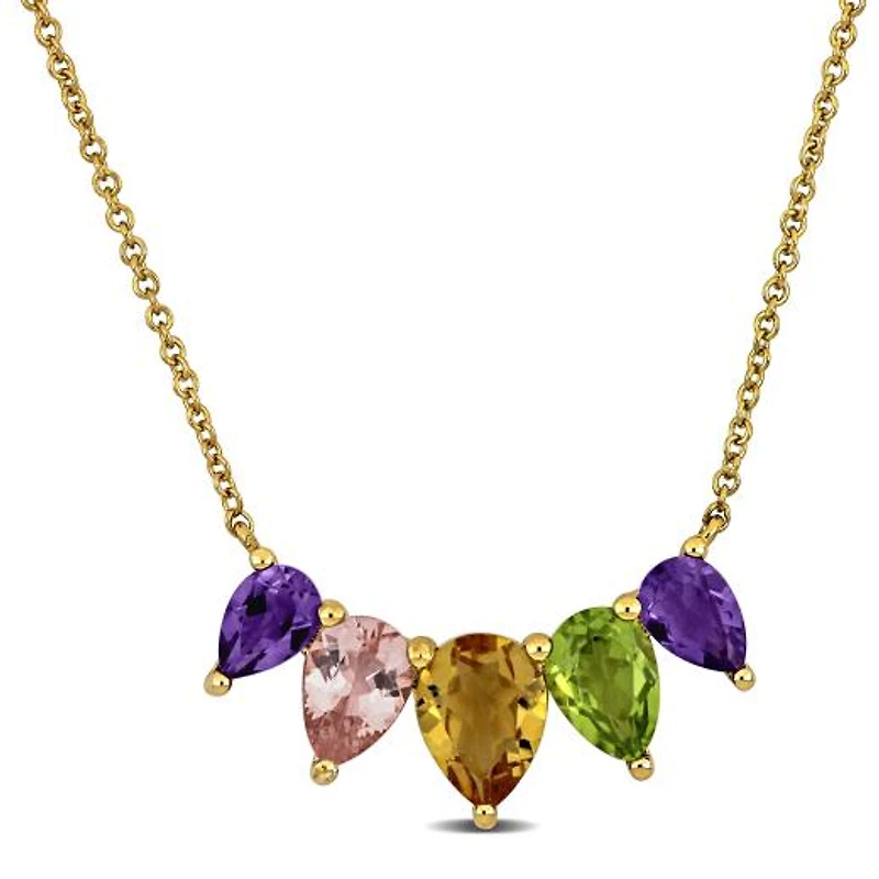 Julianna B Yellow Plated Sterling Silver Multi-Gemstone Necklace 18