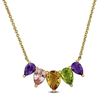 Julianna B Yellow Plated Sterling Silver Multi-Gemstone Necklace 18