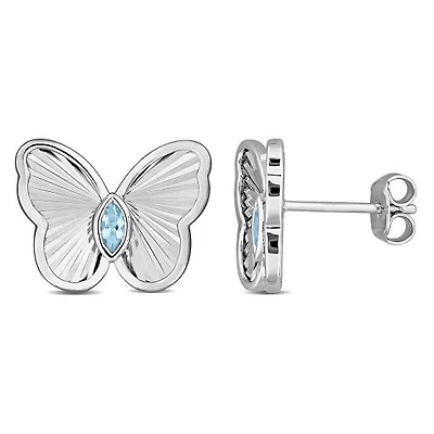 Julianna B Sterling Silver Blue Topaz Butterfly Earrings