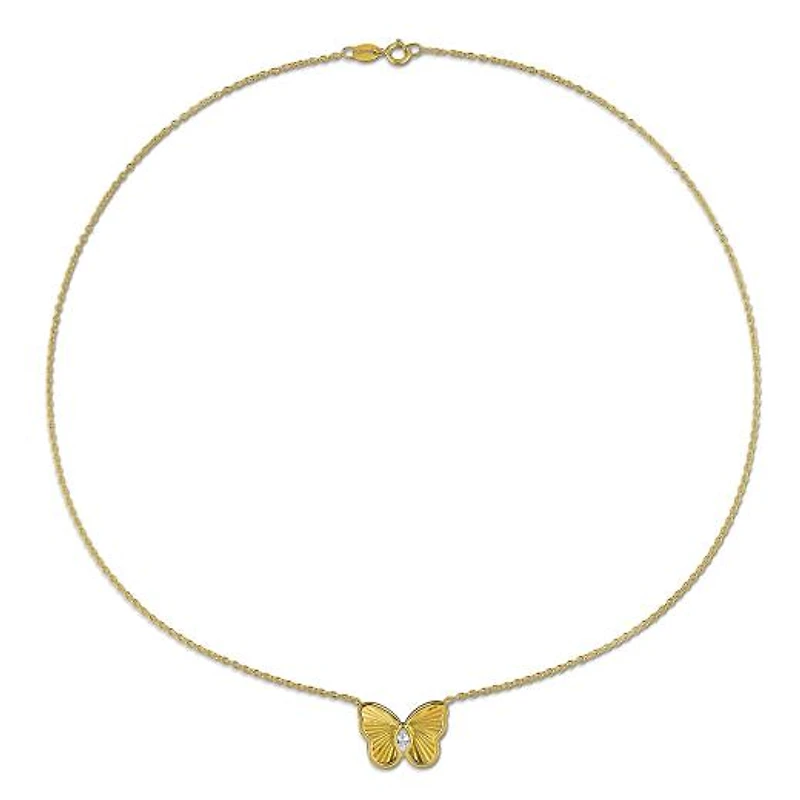 Julianna B Yellow Plated Sterling Silver Created White Sapphire 17" Necklace