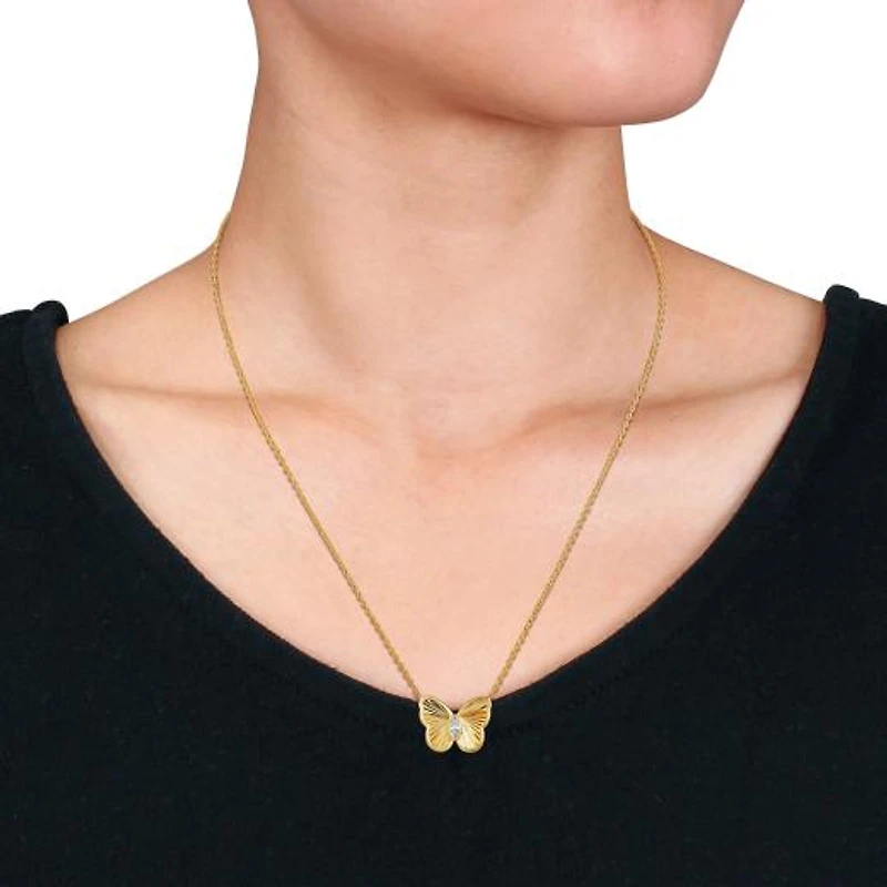 Julianna B Yellow Plated Sterling Silver Created White Sapphire 17" Necklace