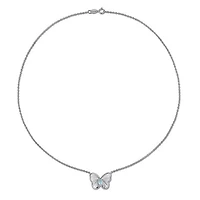 JULIANNA B Sterling Silver Blue Topaz Butterfly 17" Pendant