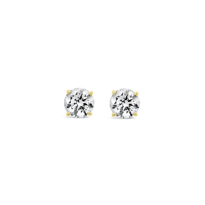 New Brilliance Lab Grown 2.00CTW Diamond Stud Earrings 14K Yellow Gold