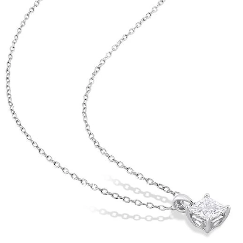 Julianna B Sterling Silver Created White Sapphire Earrings 18" Pendant Set