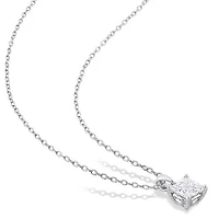 Julianna B Sterling Silver Created White Sapphire Earrings 18" Pendant Set