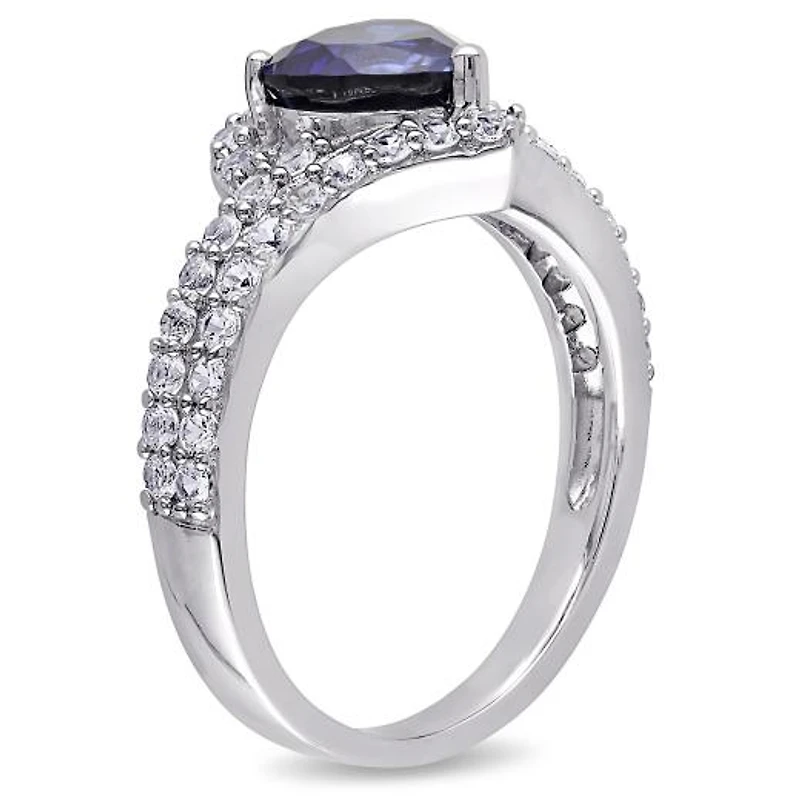 JULIANNA B Sterling Silver Created Blue & White Sapphire Heart Ring