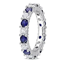 Julianna B Sterling Silver Created Blue & White Sapphire Eternity Ring