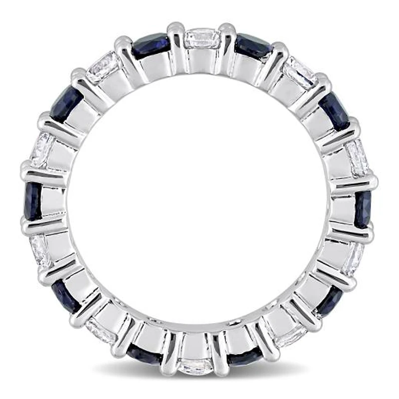 Julianna B Sterling Silver Created Blue & White Sapphire Eternity Ring
