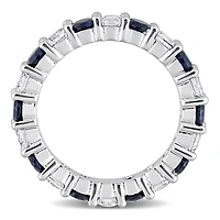 Julianna B Sterling Silver Created Blue & White Sapphire Eternity Ring