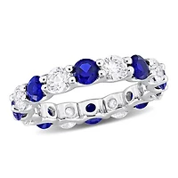 Julianna B Sterling Silver Created Blue & Created White Sapphire Eternity Ring