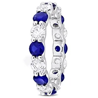 Julianna B Sterling Silver Created Blue & Created White Sapphire Eternity Ring