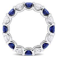 Julianna B Sterling Silver Created Blue & Created White Sapphire Eternity Ring