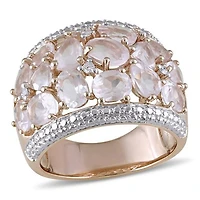 Julianna B Rose Plated Sterling Silver Quartz & Diamond Ring