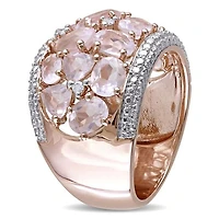 Julianna B Rose Plated Sterling Silver Quartz & Diamond Ring