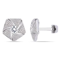 Julianna B Sterling Silver White Sapphire & Diamond Cufflinks