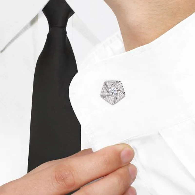 Julianna B Sterling Silver White Sapphire & Diamond Cufflinks