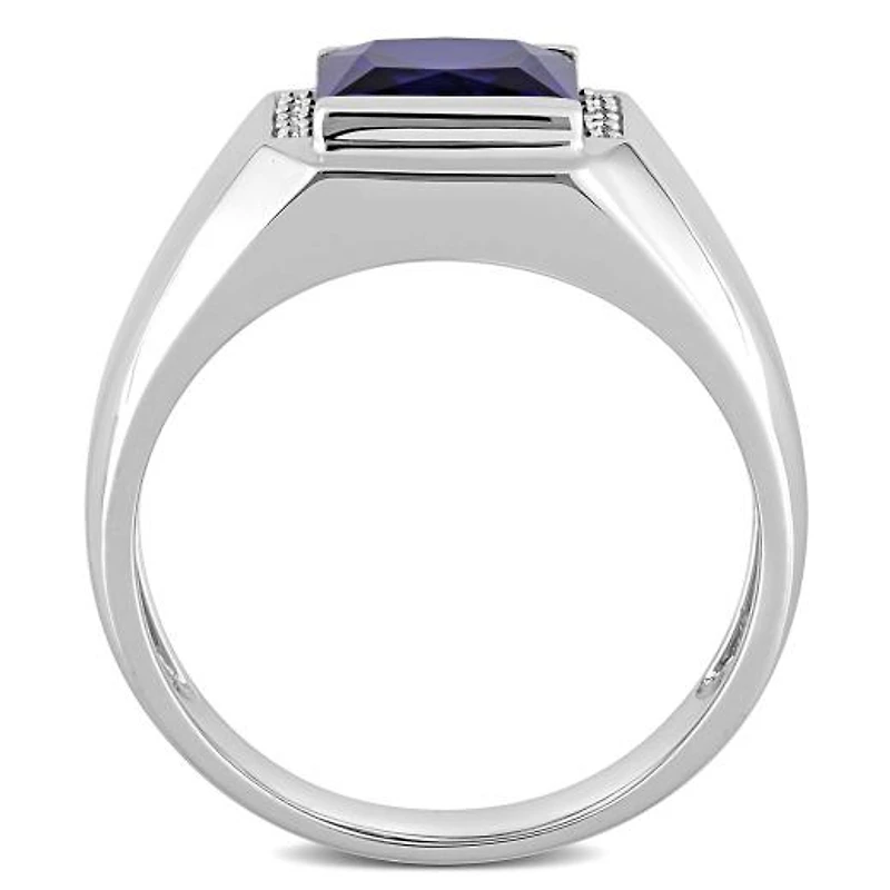 Julianna B Men's 10K White Gold Created Sapphire & Diamond Ring