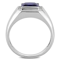 Julianna B Men's 10K White Gold Created Sapphire & Diamond Ring