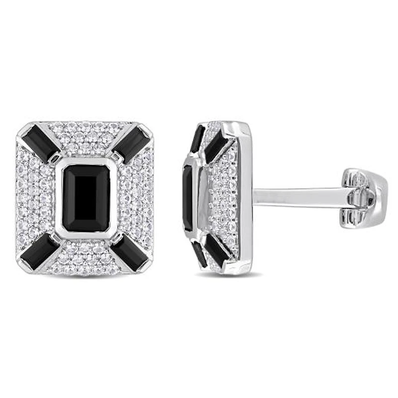 Julianna B Sterling Silver Black Spinel & Created White Sapphire Cufflinks