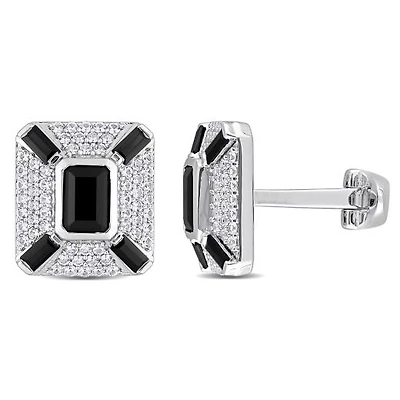Julianna B Sterling Silver Black Spinel & Created White Sapphire Cufflinks