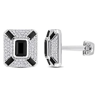 Julianna B Sterling Silver Black Spinel & Created White Sapphire Cufflinks