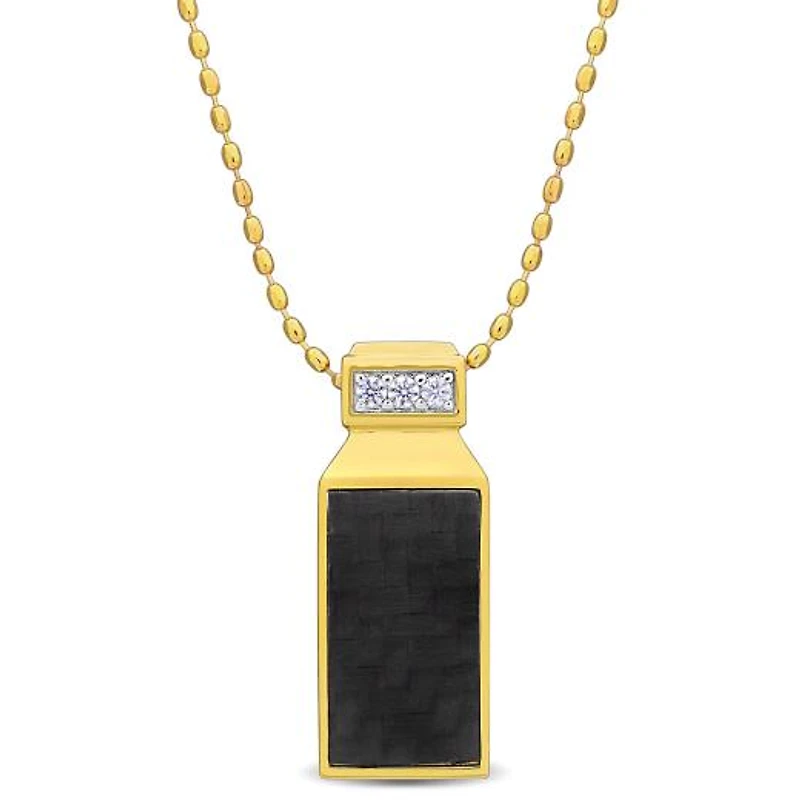 Julianna B Yellow Plated Sterling Silver Carbon Fibre Created Sapphire Pendant