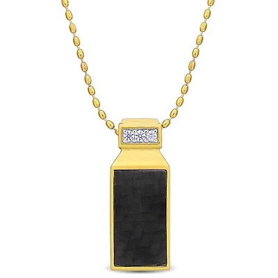 Julianna B Yellow Plated Sterling Silver Carbon Fibre Created Sapphire Pendant