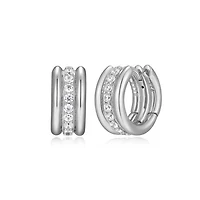 Elle "Goddess" Cubic Zirconia 3-Row Hoop Earrings