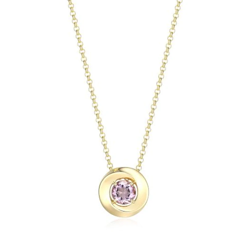 Elle "Swirl" Round Pink Amethyst Rolo 17+3" Necklace