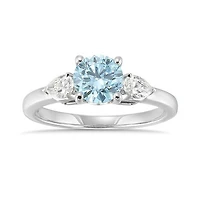 New Brilliance Lab Grown 1.30CTW Blue & White Diamond Ring in 14K White Gold