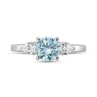 New Brilliance Lab Grown 1.30CTW Blue & White Diamond Ring in 14K White Gold