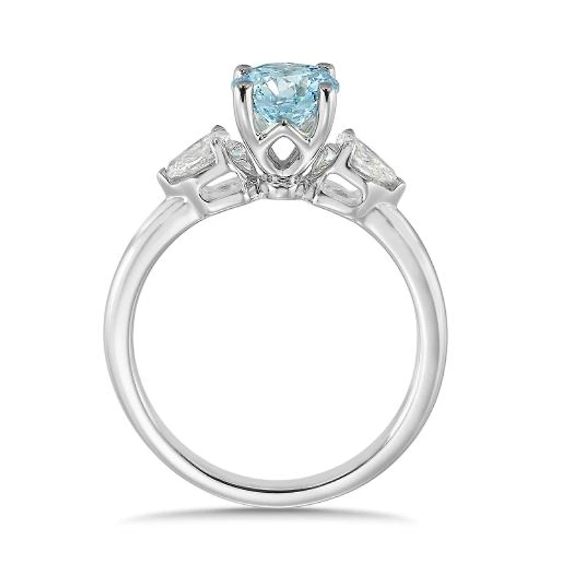 New Brilliance Lab Grown 1.30CTW Blue & White Diamond Ring in 14K White Gold