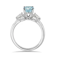 New Brilliance Lab Grown 1.30CTW Blue & White Diamond Ring in 14K White Gold