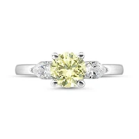 New Brilliance Lab Grown 1.30CTW Yellow & White Diamond Ring in 14K White Gold