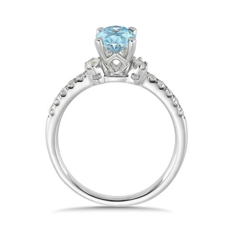 New Brilliance Lab Grown 1.23CTW Blue & White Diamond Ring in 14K White Gold